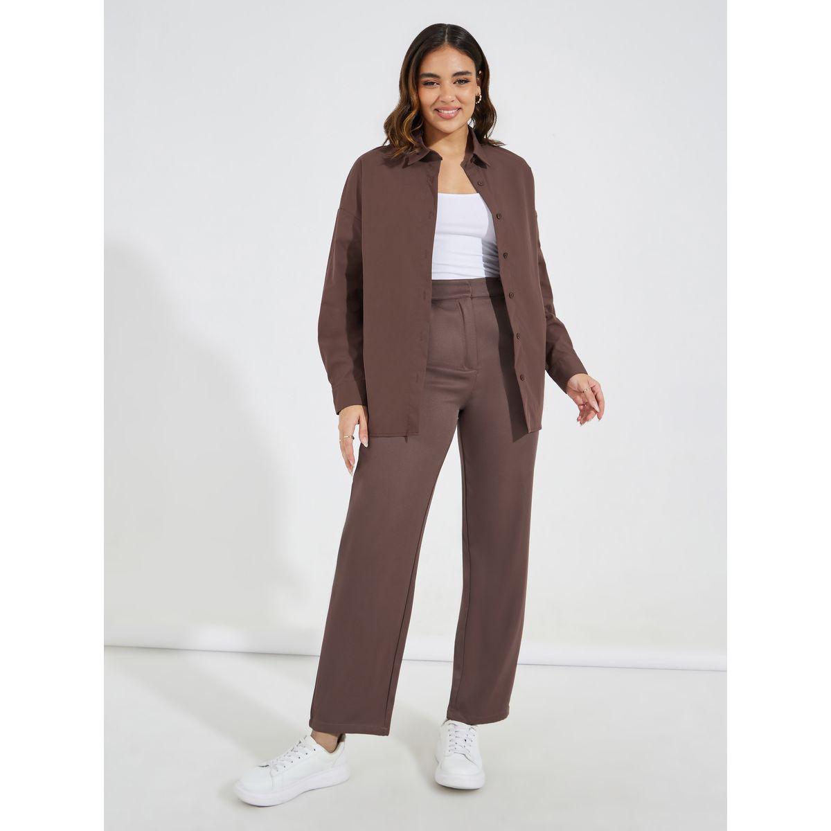 Styli Solid Longline Shirt with Button Placket-women-clothing-shirtsandblouses-shirts-image-2