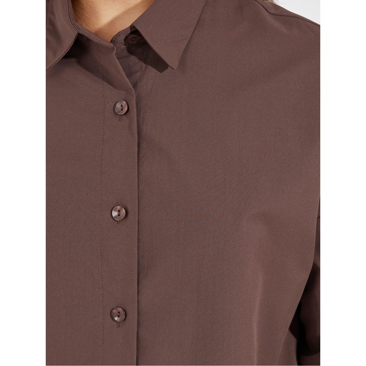 Styli Solid Longline Shirt with Button Placket-women-clothing-shirtsandblouses-shirts-image-4