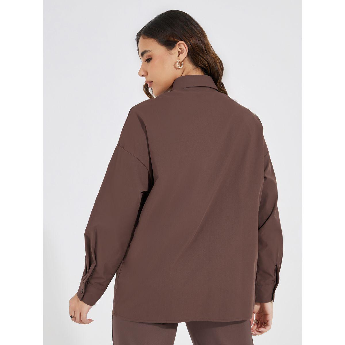 Styli Solid Longline Shirt with Button Placket-women-clothing-shirtsandblouses-shirts-image-5