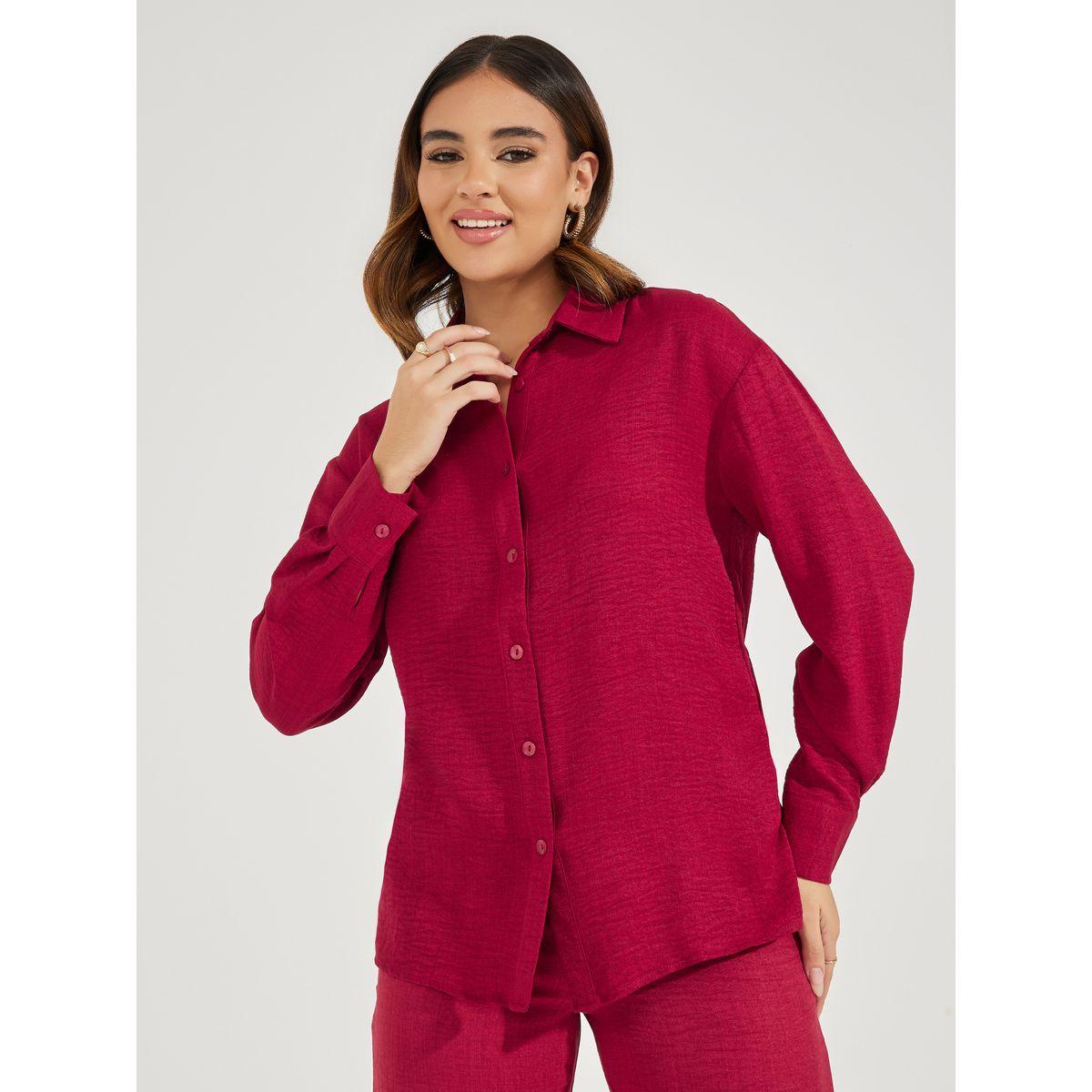 Styli Relaxed Fit Longline Shirt with Buttons-women-clothing-shirtsandblouses-shirts-image-1