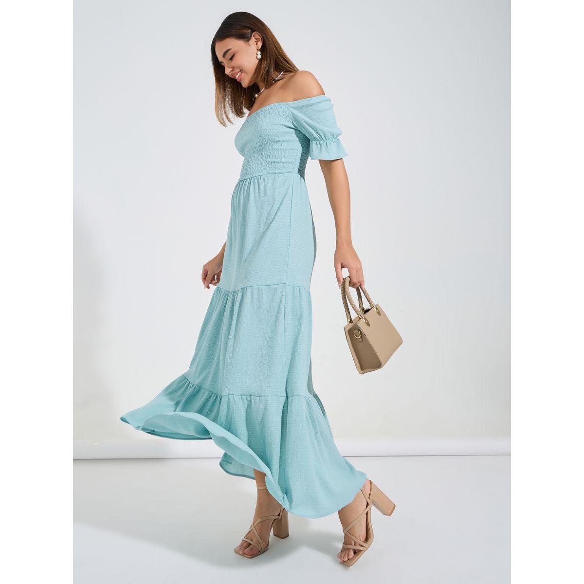 Styli Elevate Smocked Solid Off-Shoulder Tiered Maxi Dress-women-clothing-dresses-image-3