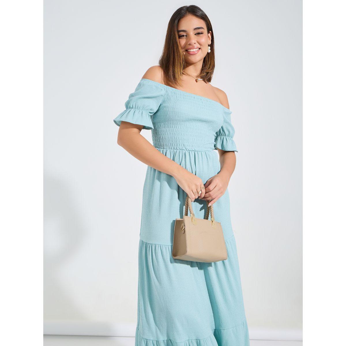 Styli Elevate Smocked Solid Off-Shoulder Tiered Maxi Dress-women-clothing-dresses-image-4