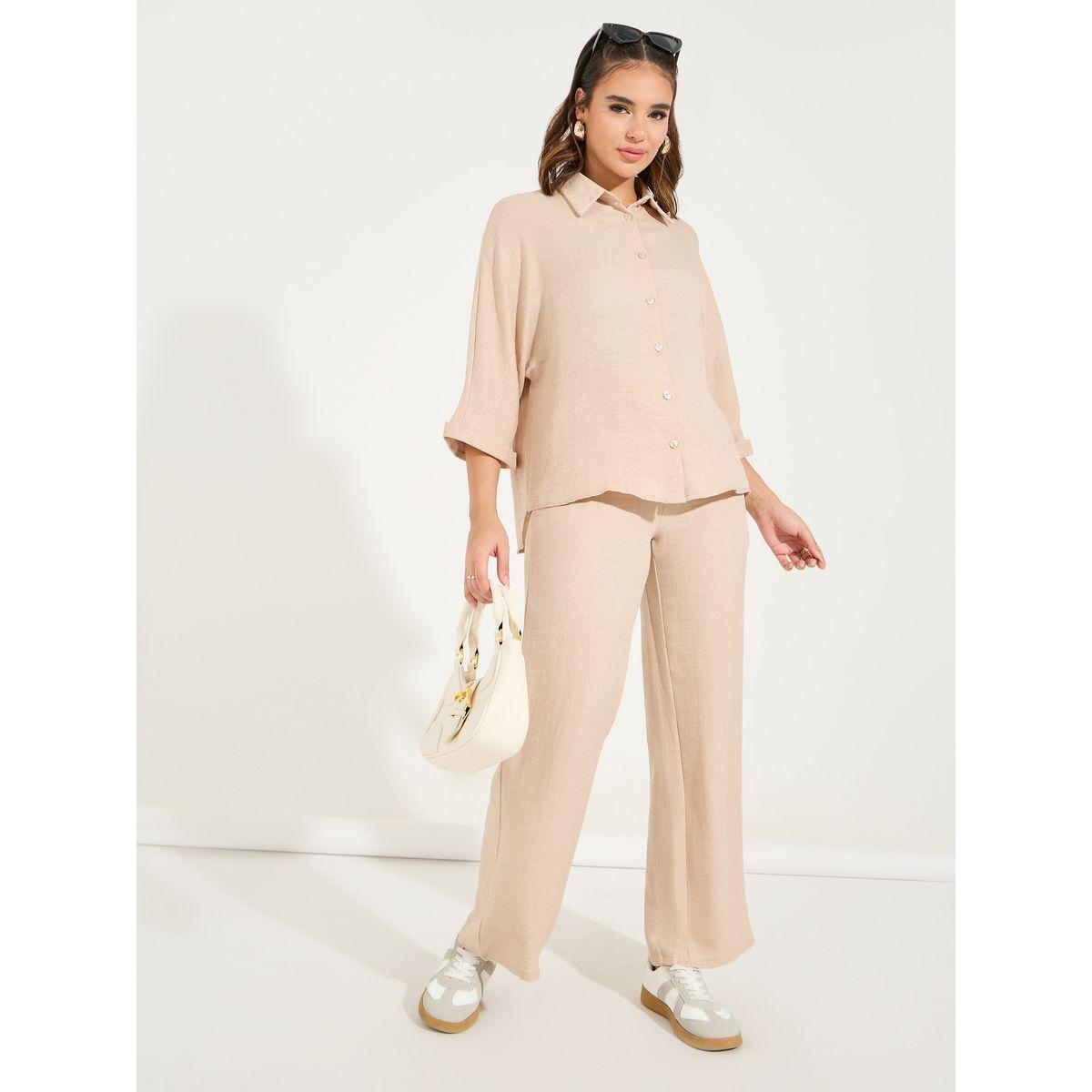Styli Solid Relaxed Fit Pants with Drawstring-women-clothing-bottoms-trousers-image-2