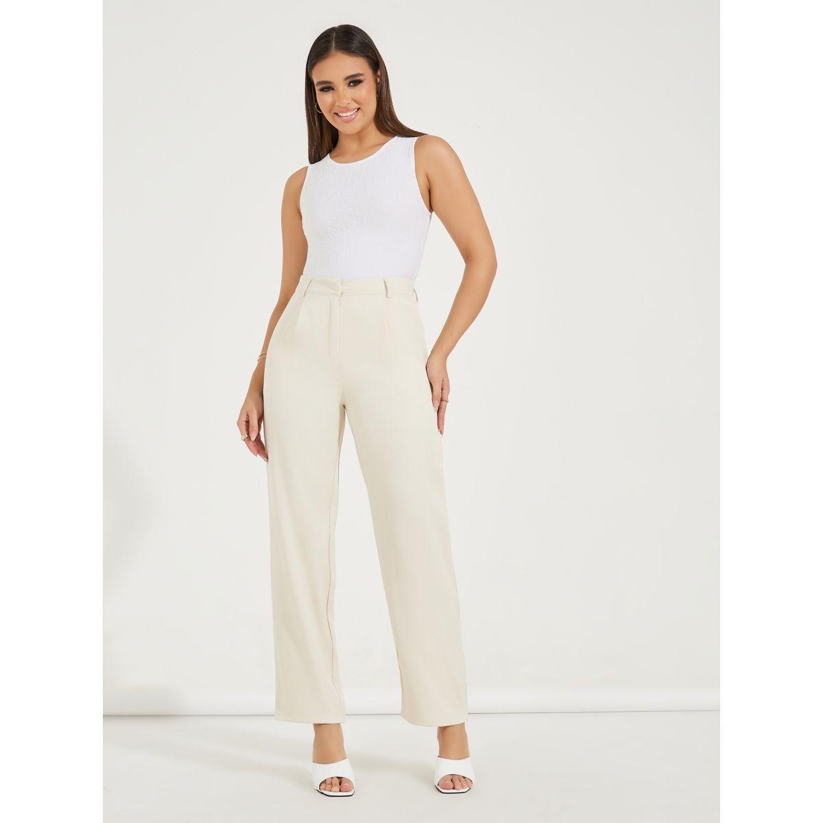 Styli Tapered Twill Pants with Belt Loops-women-clothing-bottoms-trousers-image-1
