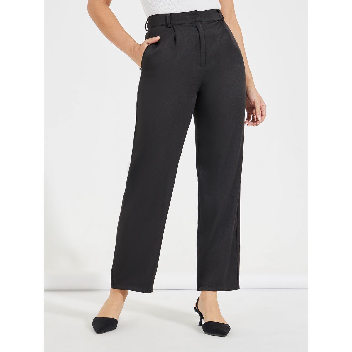 بنطال بأرجل مستقيمة وخصر عالي مع فتحات حزام-women-clothing-bottoms-trousers-image-2