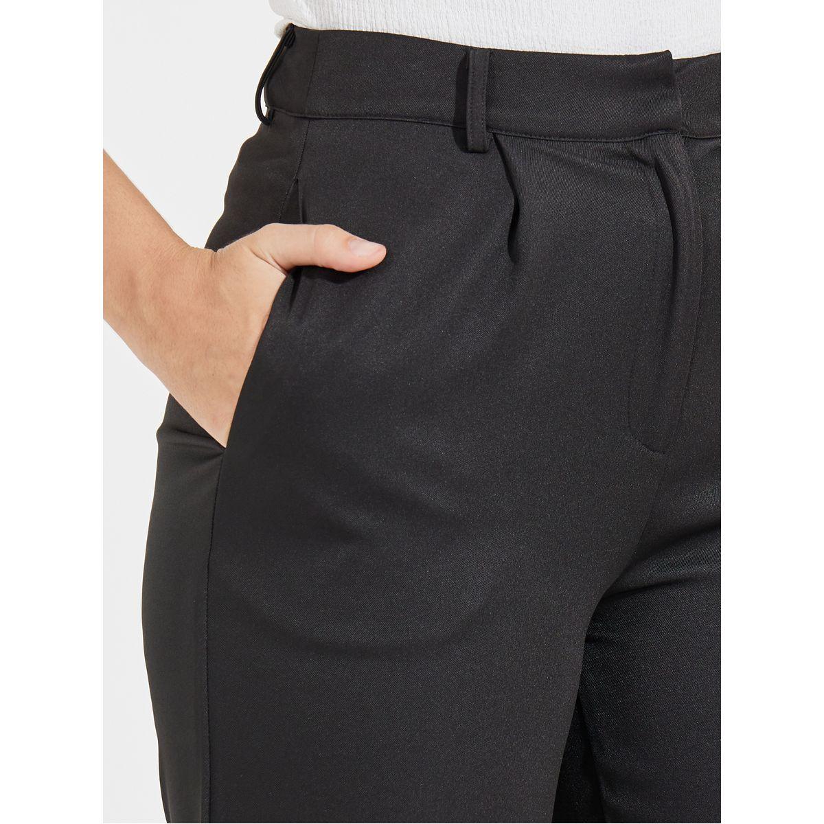 بنطال بأرجل مستقيمة وخصر عالي مع فتحات حزام-women-clothing-bottoms-trousers-image-3