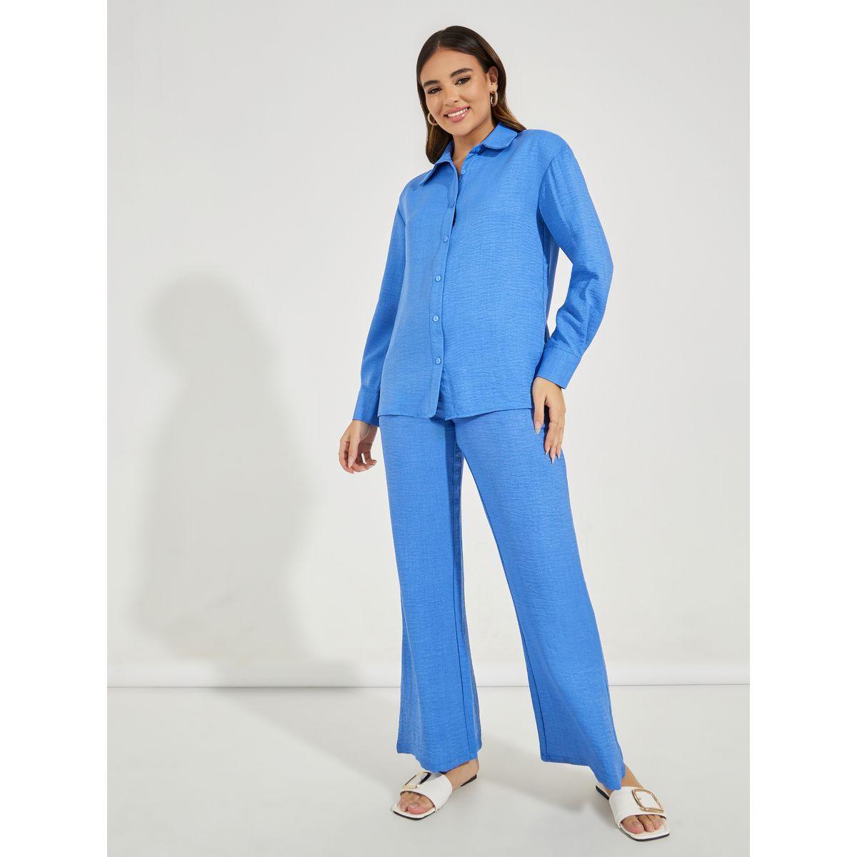 بنطال بمظهر الكتان مع ارجل واسعة-women-clothing-bottoms-trousers-image-1