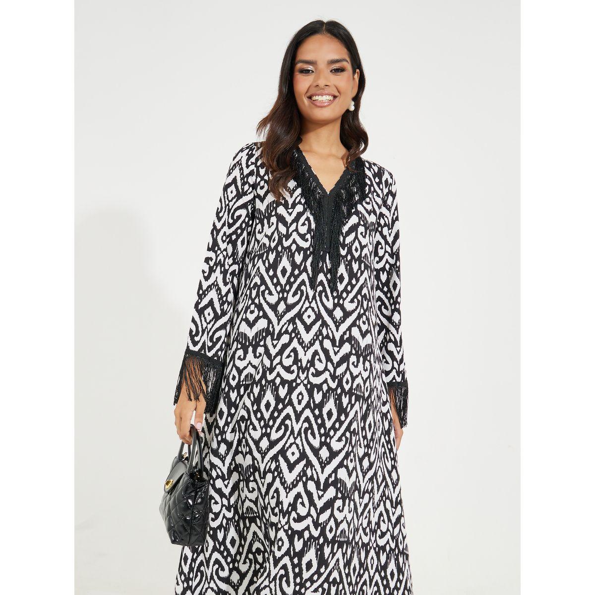 Styli All Over Print Jalabiya with Tassel Detail-women-arabicclothing-jalabiyas-image-2