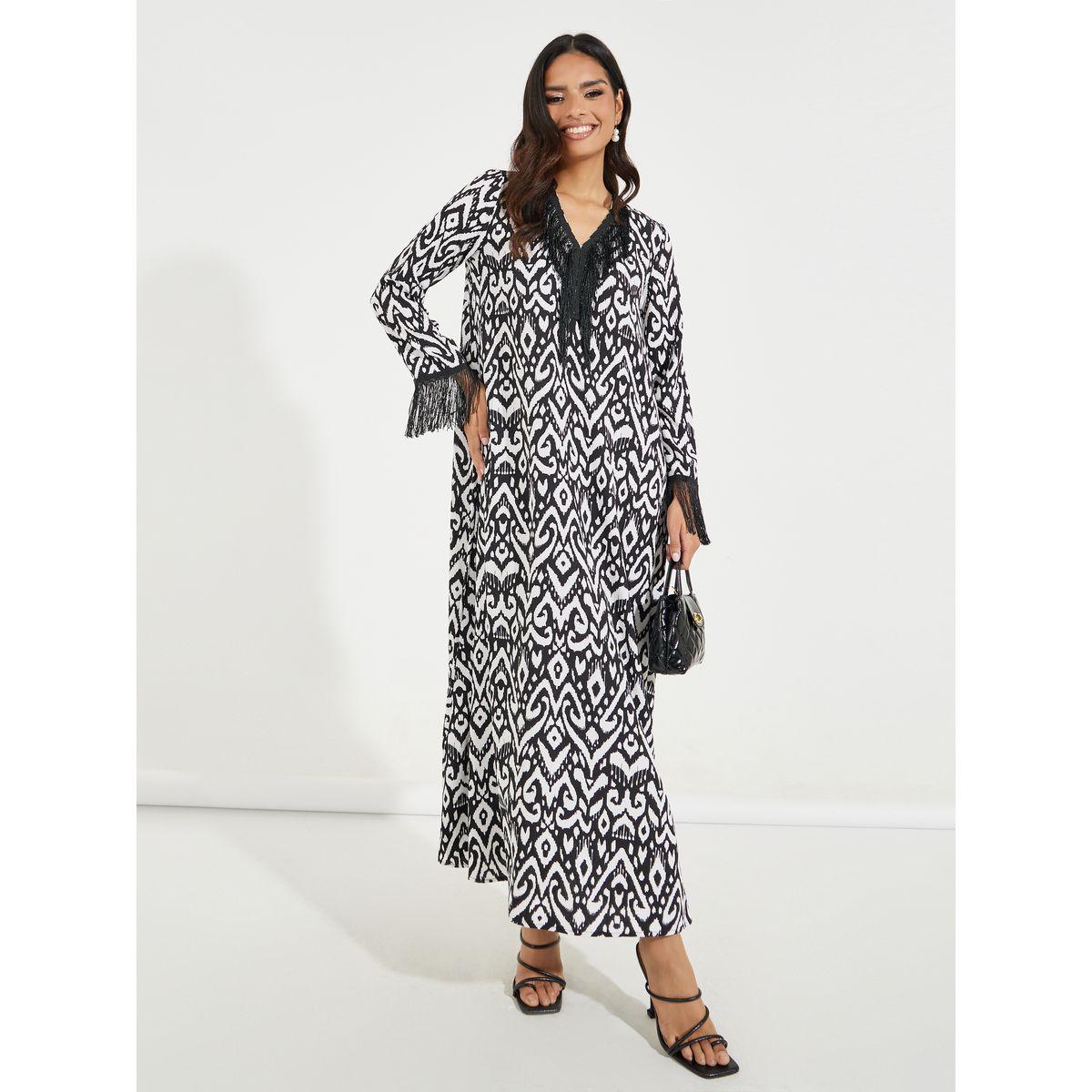 Styli All Over Print Jalabiya with Tassel Detail-women-arabicclothing-jalabiyas-image-4