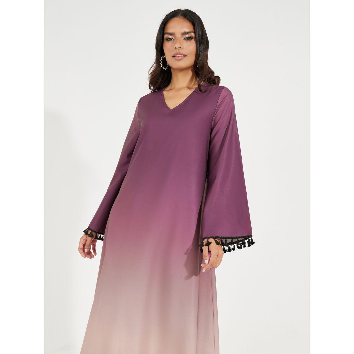 Styli Gradient Effect Jalabiya with Tassel Detail-women-arabicclothing-jalabiyas-image-2