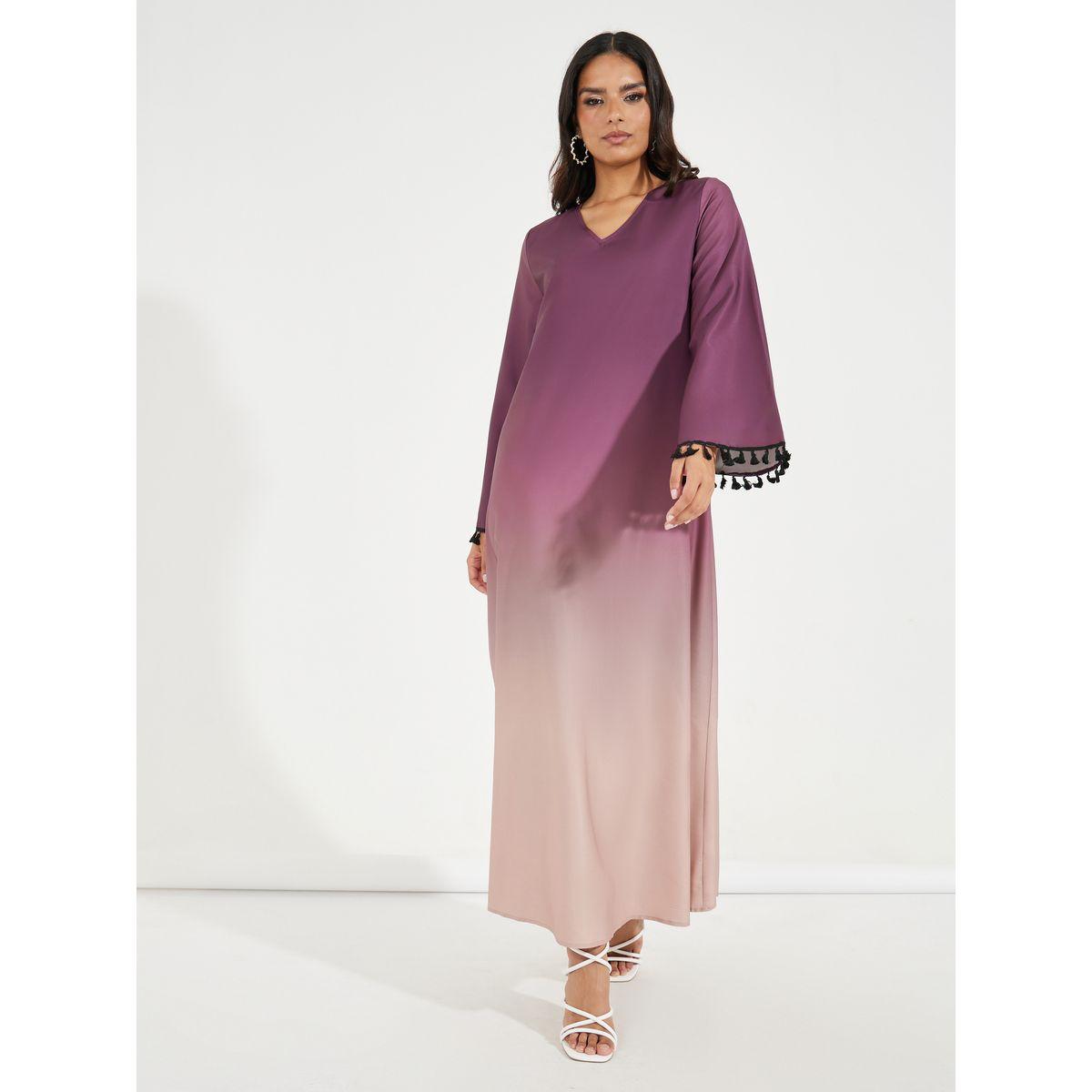 Styli Gradient Effect Jalabiya with Tassel Detail-women-arabicclothing-jalabiyas-image-4
