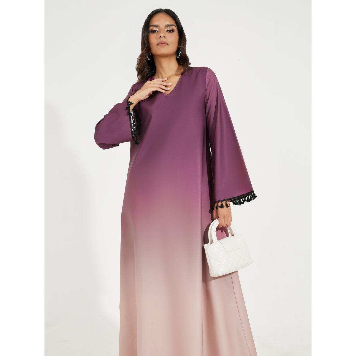 Styli Gradient Effect Jalabiya with Tassel Detail-women-arabicclothing-jalabiyas-image-5