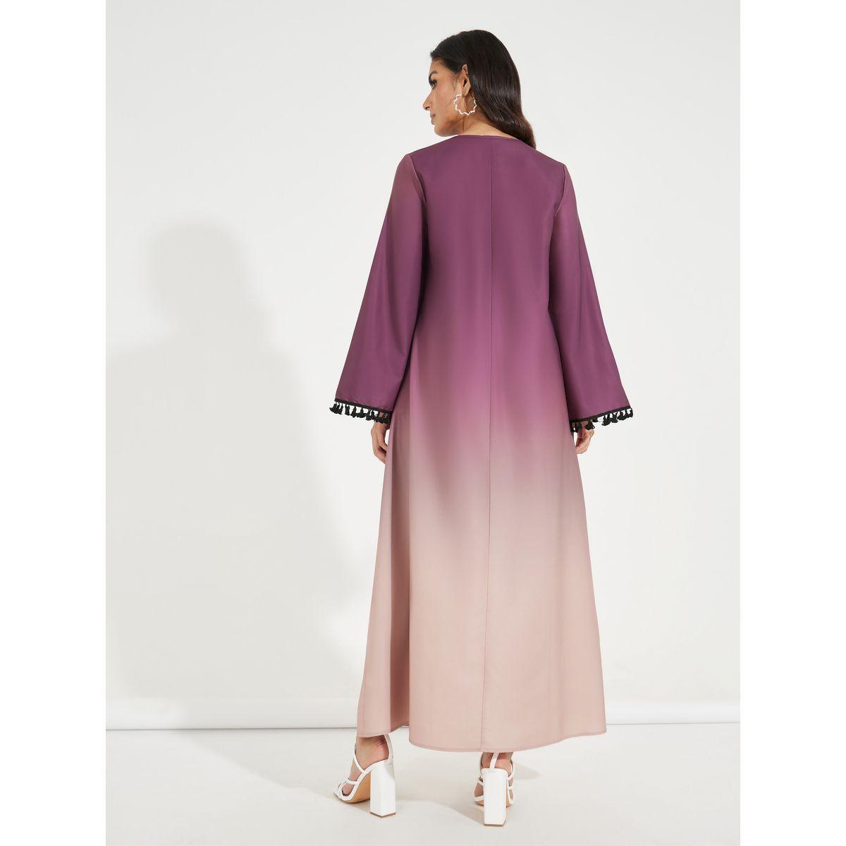 Styli Gradient Effect Jalabiya with Tassel Detail-women-arabicclothing-jalabiyas-image-6