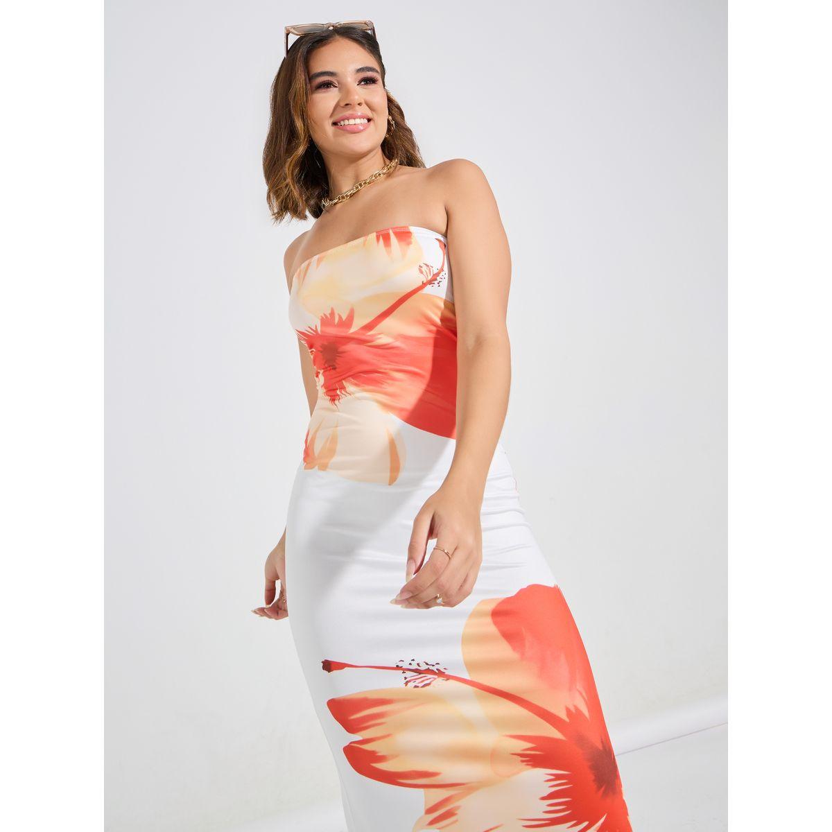 فستان بديكون ميدي مطبع بزهور-women-clothing-dresses-image-4