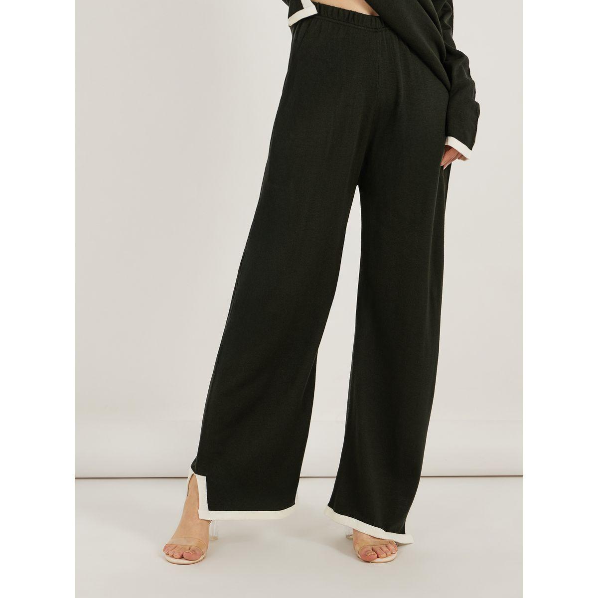 طقم منسق من بنطال واسع مع سويتر محبوك-women-clothing-coordsets-image-4