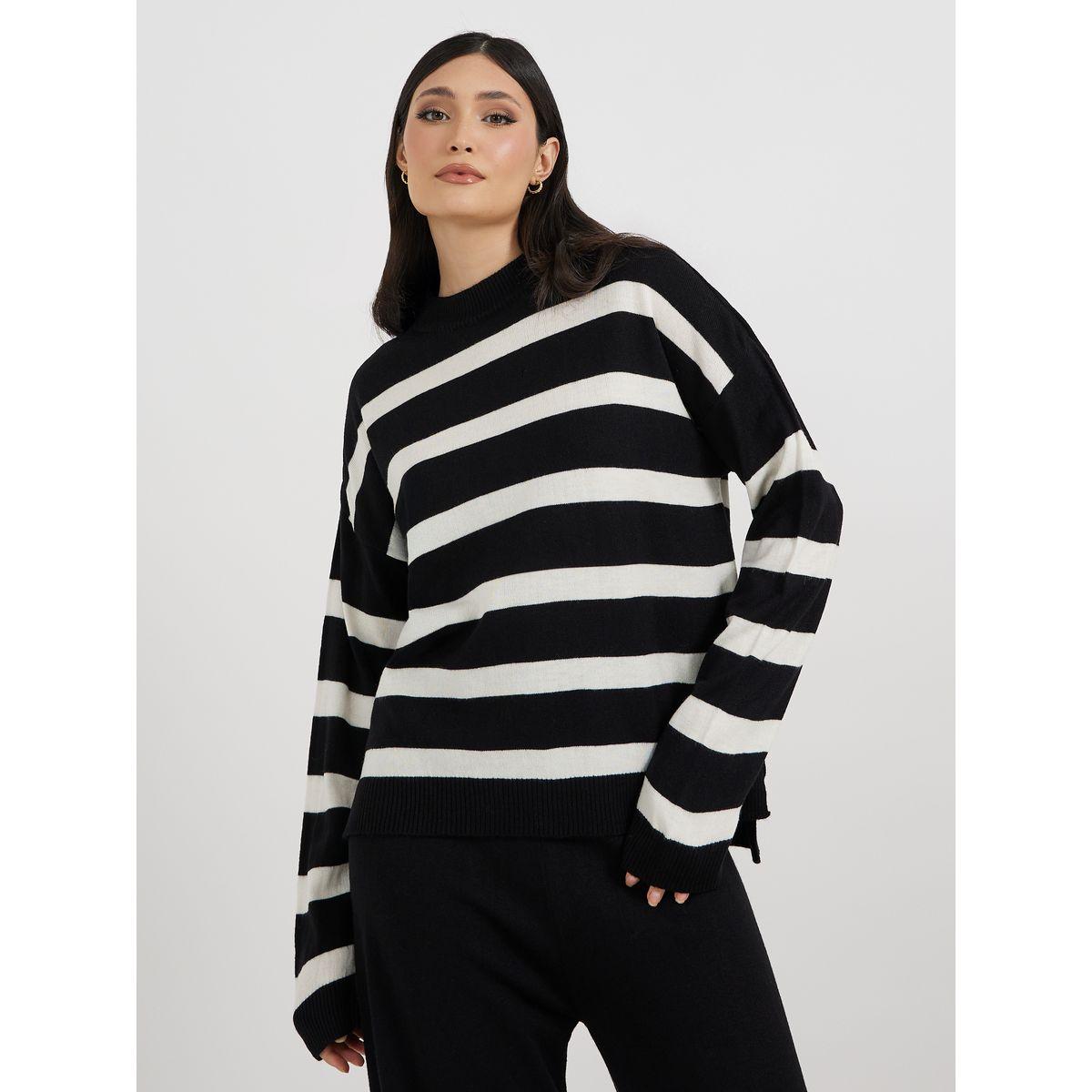 طقم منسق من بنطال واسع مع سويتر فضفاض-women-clothing-coordsets-image-1