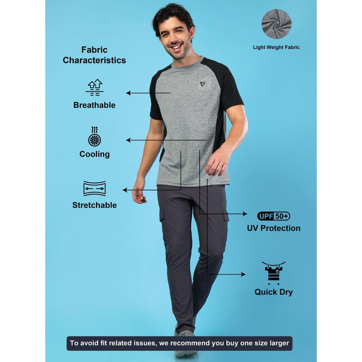 تيشيرت بنسيج ميلانج وقصة سليم فت تكنوسبورت × ستايلي-men-clothing-sportswearandactivewear-tshirtsandpolos-image-6
