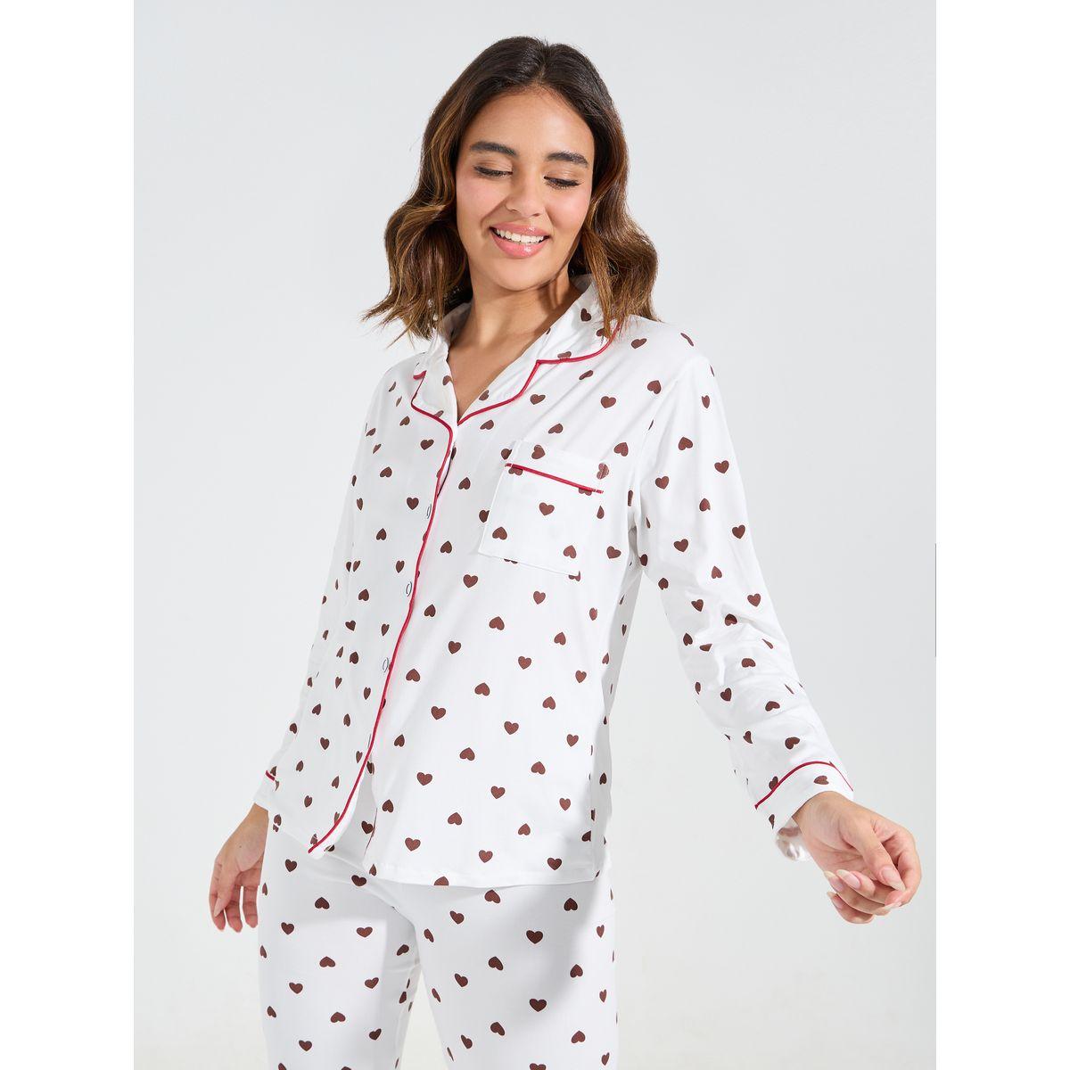Styli Unwind AOP Heart Piped Shirt & Pyjama Set-women-clothing-nightwear-pyjamas-longsets-image-2