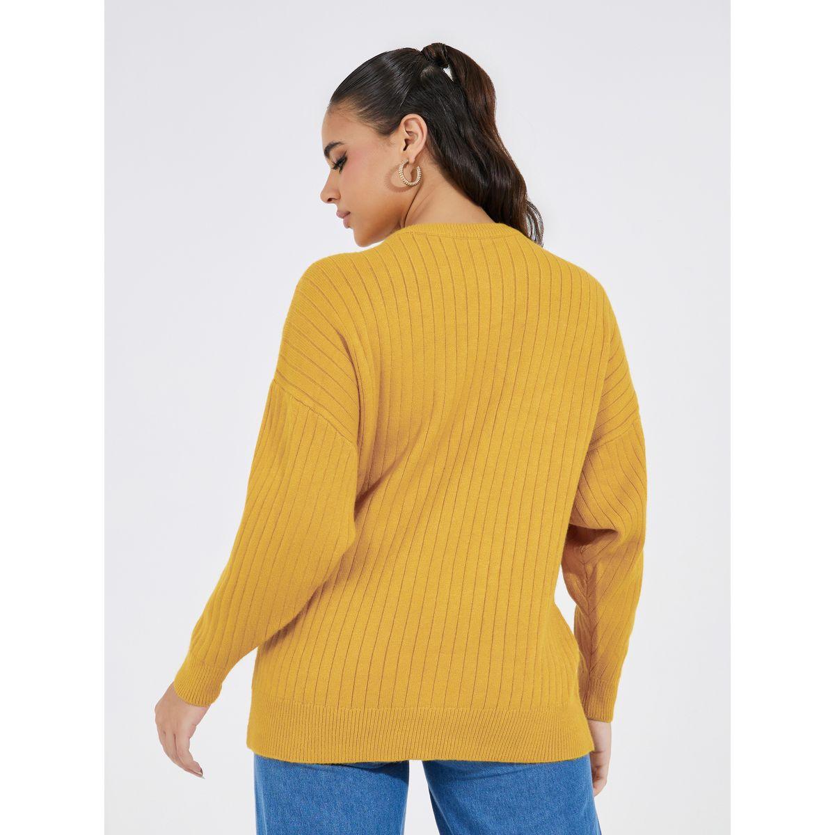 Styli Regular Fit Solid Longline Sweater with Extended Sleeves-women-clothing-cardigansandjumpers-jumpers-image-4
