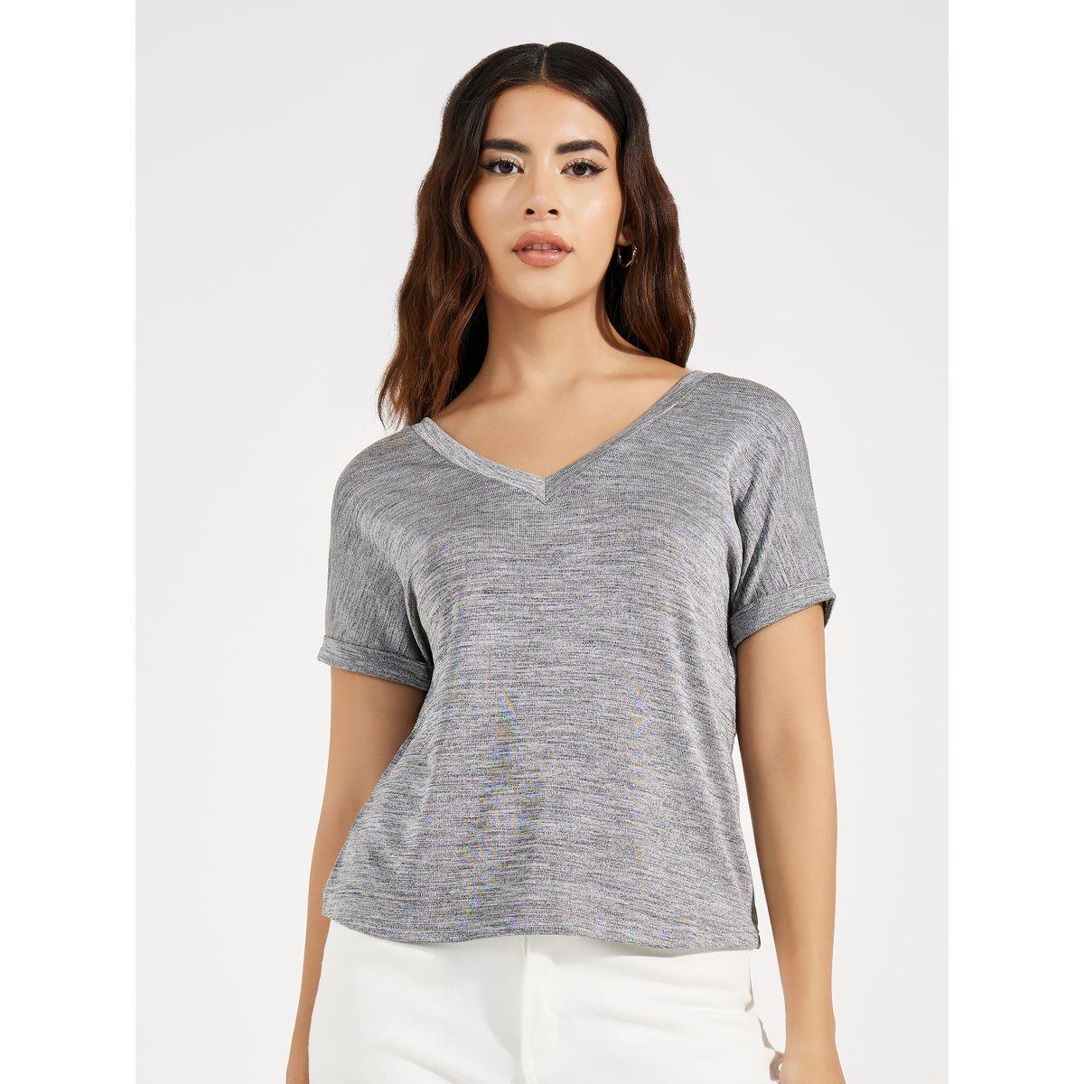 بلوزة محبوكة بنسيج ميلانج مع ظهر باربطة كروس-women-clothing-shirtsandblouses-blouses-image-1