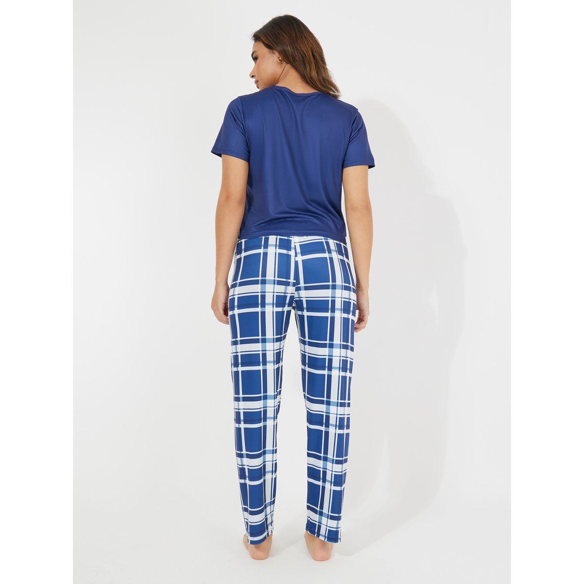 طقم من بنطال بيجاما مع تيشيرت بطبعة كتابة-women-clothing-nightwear-pyjamas-longsets-image-5