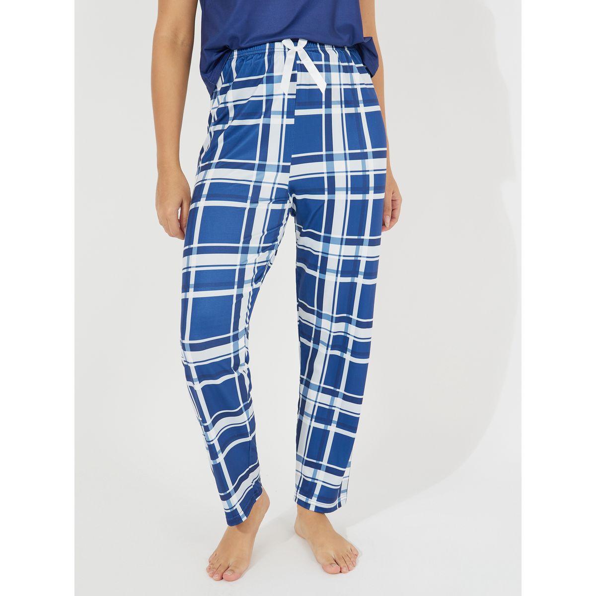 Styli Unwind Slogan Print T-Shirt & Check Print Pyjama Set-women-clothing-nightwear-pyjamas-longsets-image-6