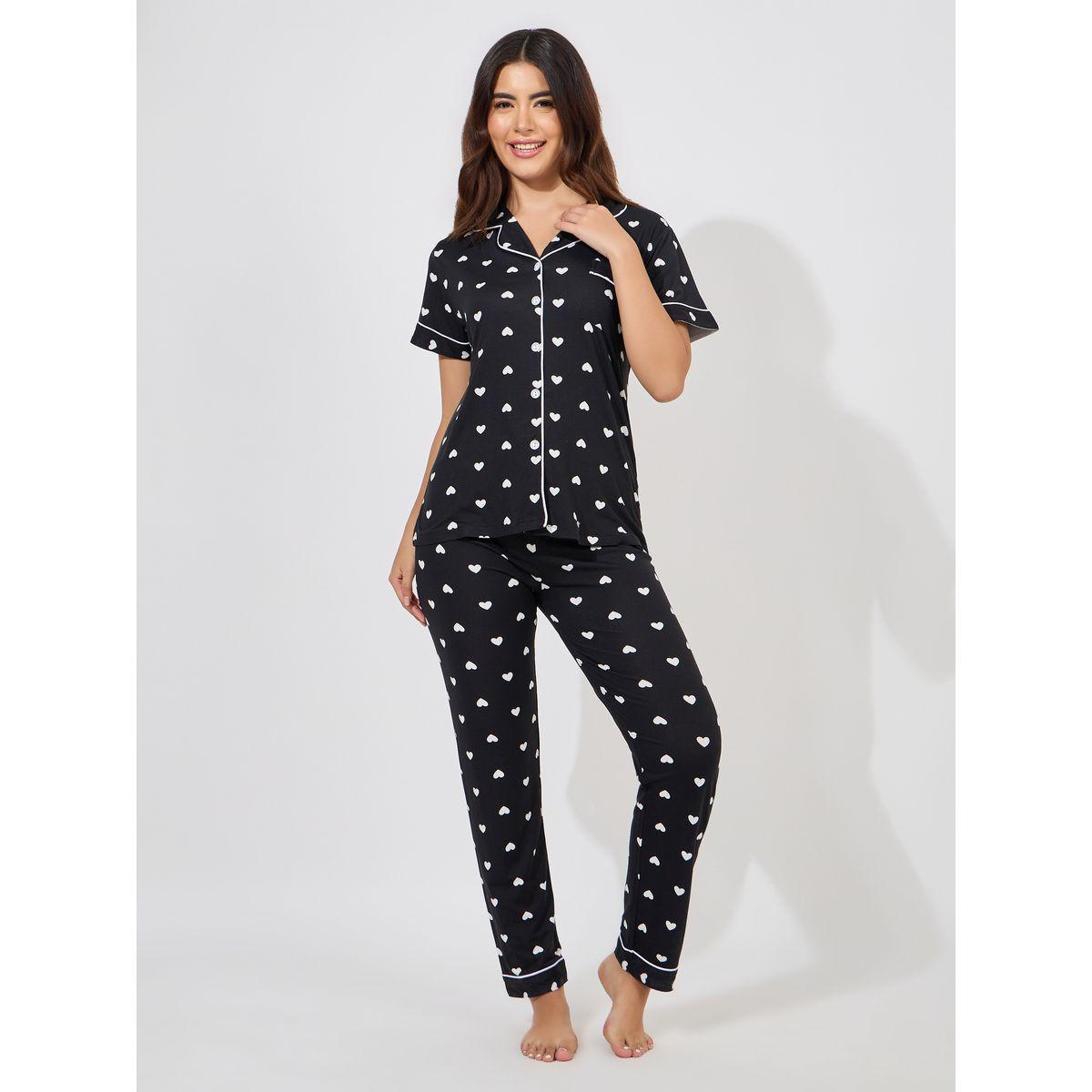 طقم من بنطال بيجاما مع بلوزة مطبعة بالكامل-women-clothing-nightwear-pyjamas-longsets-image-1