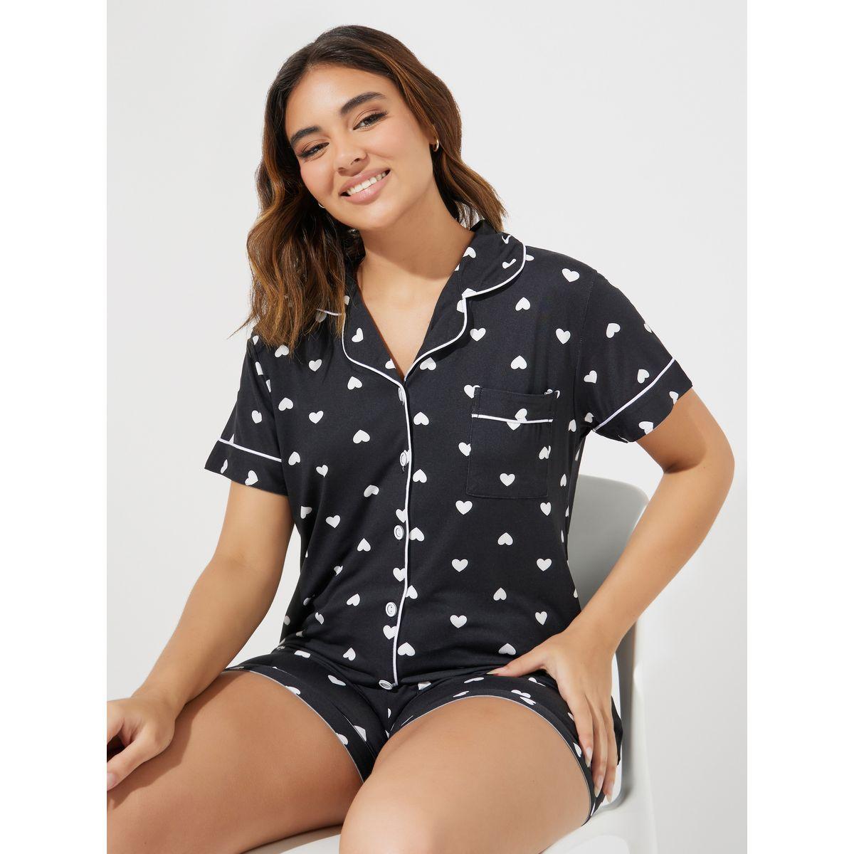 Styli Unwind AOP Heart Print Contrast Piping Shirt & Short Set-women-clothing-nightwear-pyjamas-shortsets-image-1