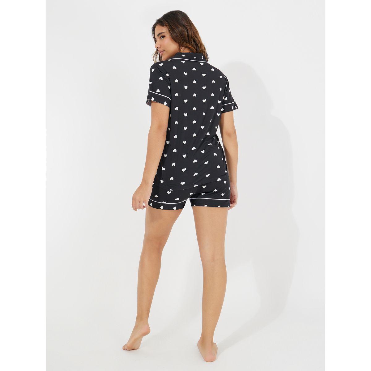 مجموعة من شورت وبلوزة مطبعة بالكامل-women-clothing-nightwear-pyjamas-shortsets-image-6