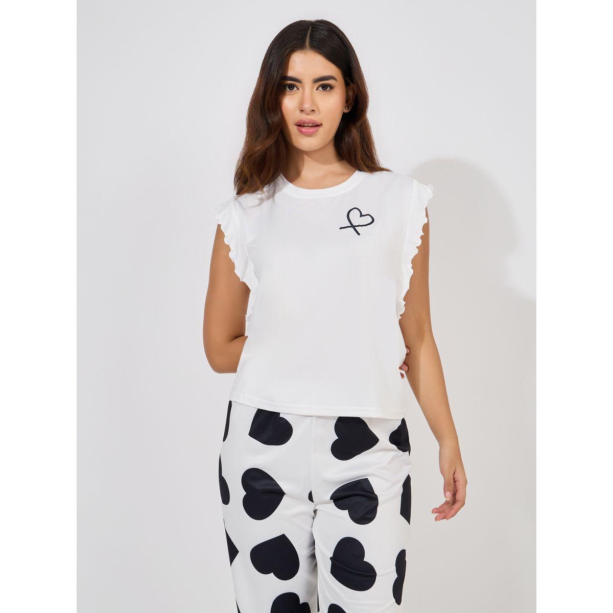Styli Unwind Ruffle Sleeves Heart Print Tank & Pyjama Set-women-clothing-nightwear-pyjamas-longsets-image-2
