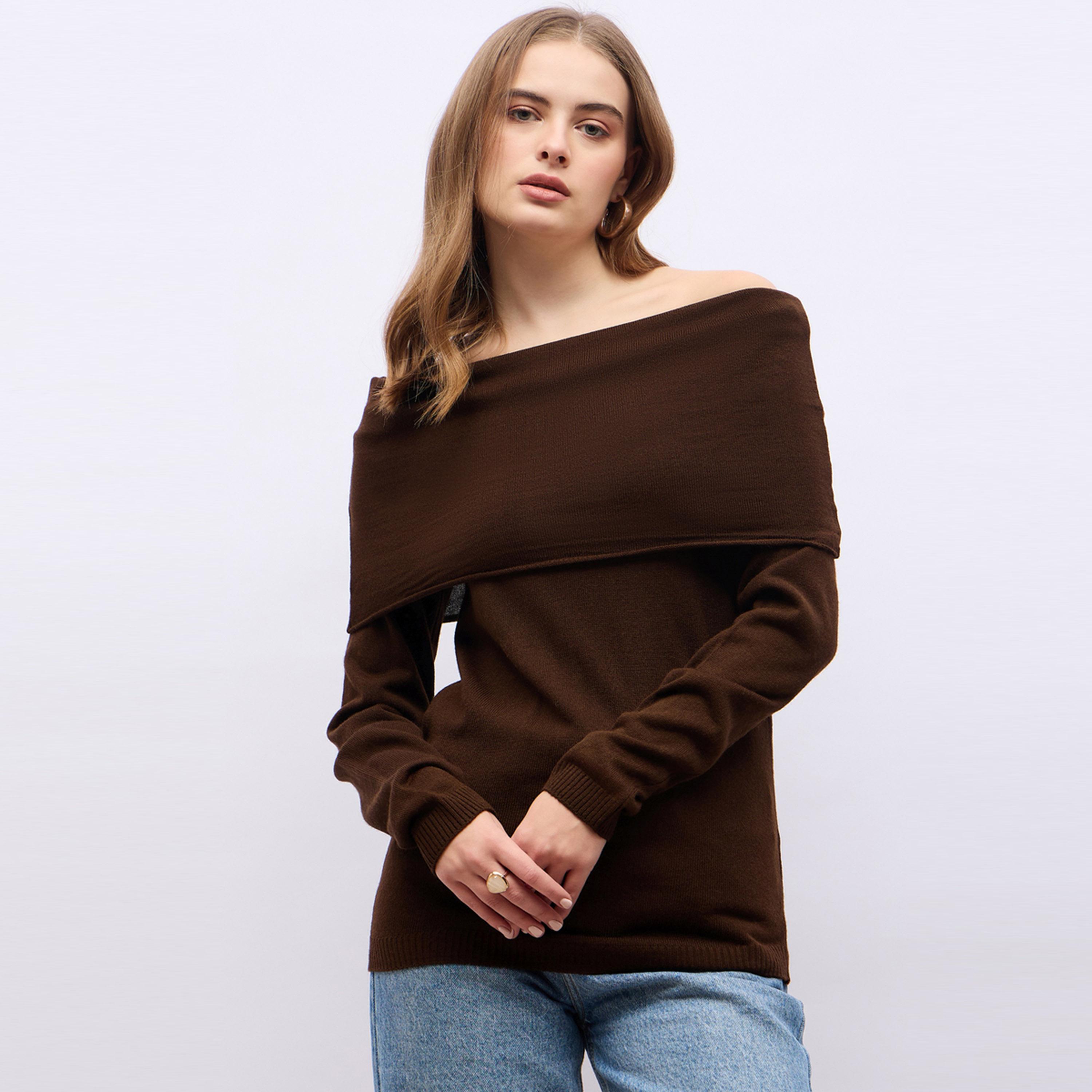 Styli Regular Fit Off Shoulder Flat Knit Sweater-women-winterwear-cardigansandjumpers-cardigans-image-3