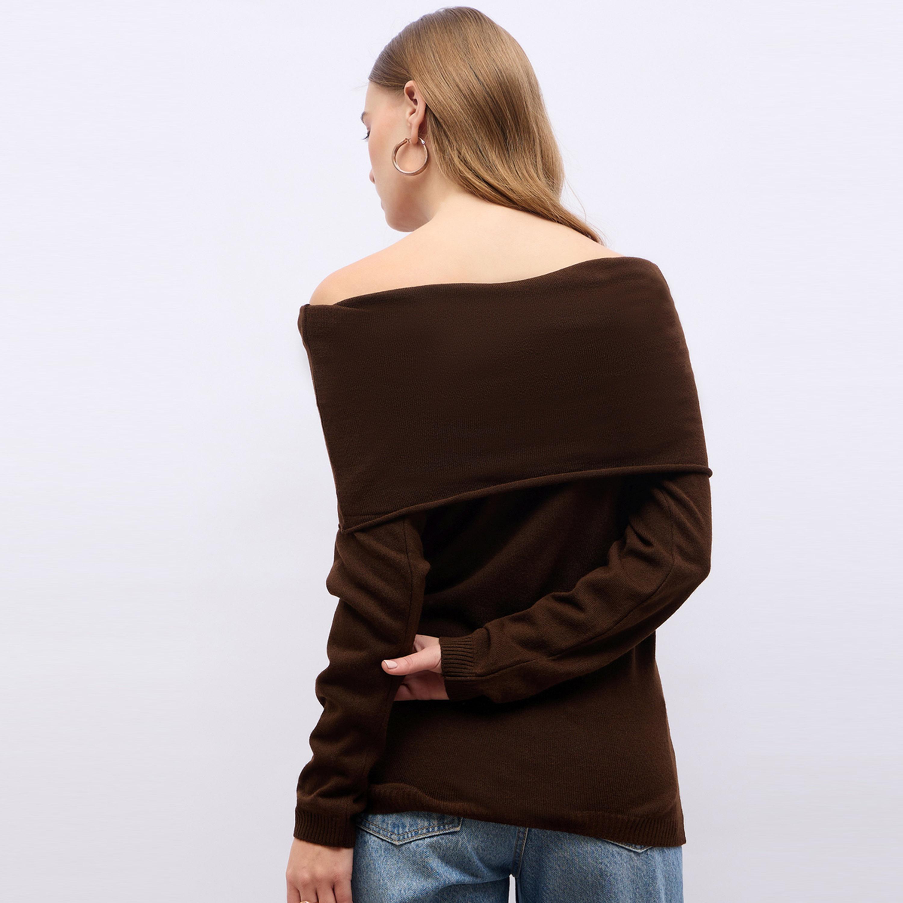 Styli Regular Fit Off Shoulder Flat Knit Sweater-women-winterwear-cardigansandjumpers-cardigans-image-6