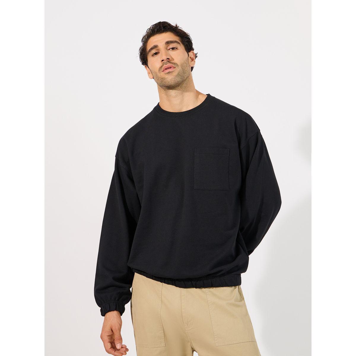 Styli Elasticated Cuff Detail Utility Boxy Sweatshirt with Pocket-men-winterwear-hoodiesandsweatshirts-image-1