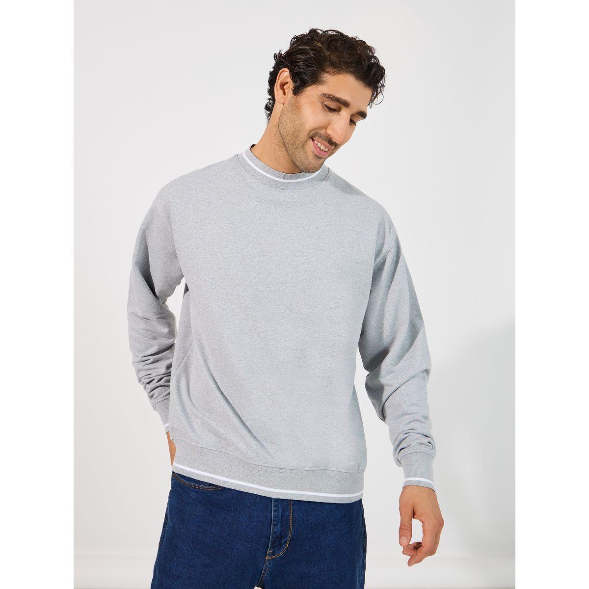 Styli Double Tipping Detail Relaxed Fit Sweatshirt-men-winterwear-hoodiesandsweatshirts-image-1
