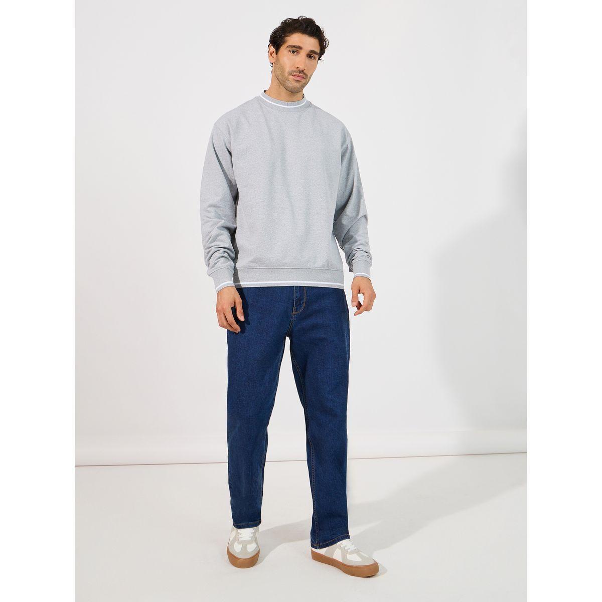 Styli Double Tipping Detail Relaxed Fit Sweatshirt-men-winterwear-hoodiesandsweatshirts-image-2