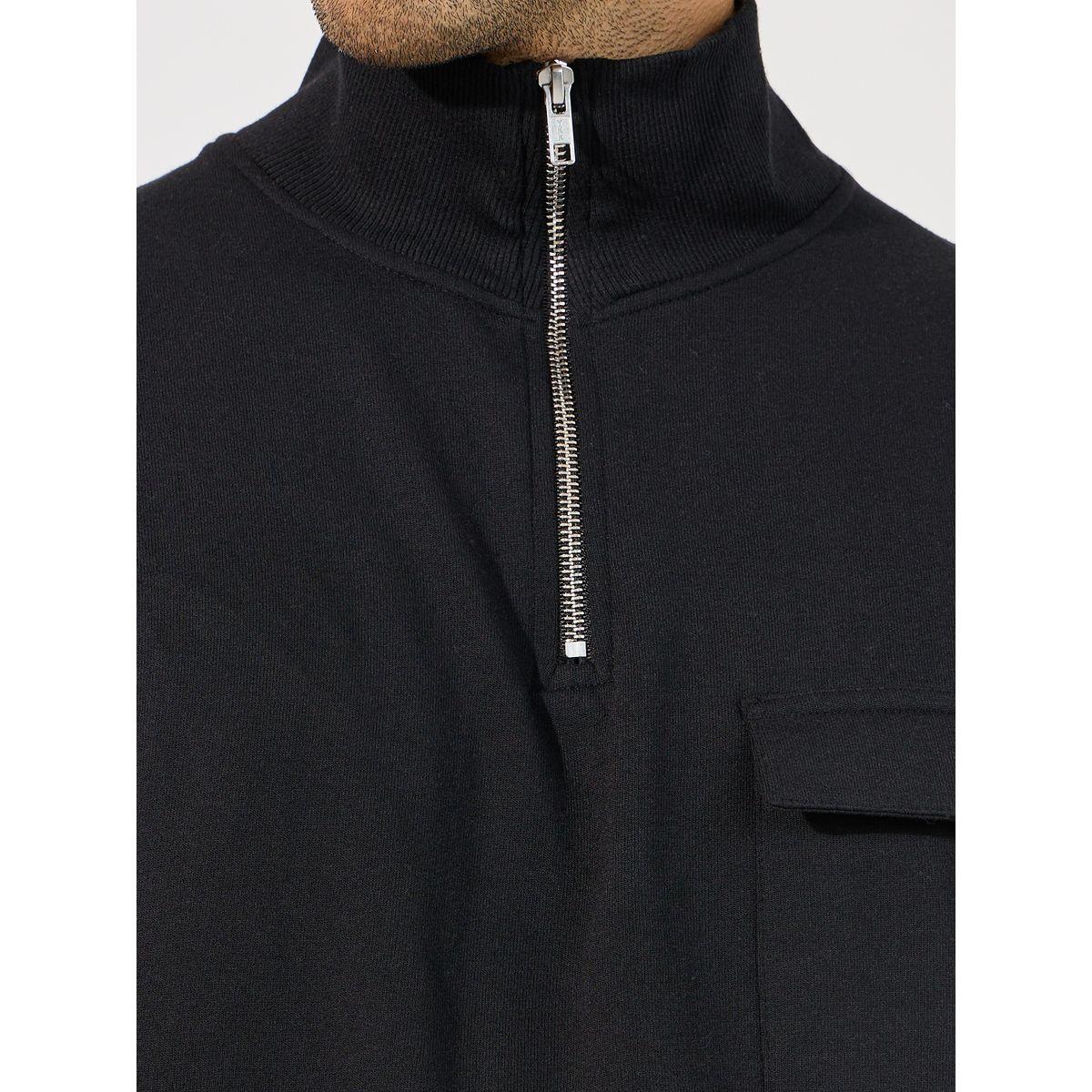 Styli Quarter Zip Rib High Neck Relaxed Fit Sweatshirt-men-winterwear-hoodiesandsweatshirts-image-3