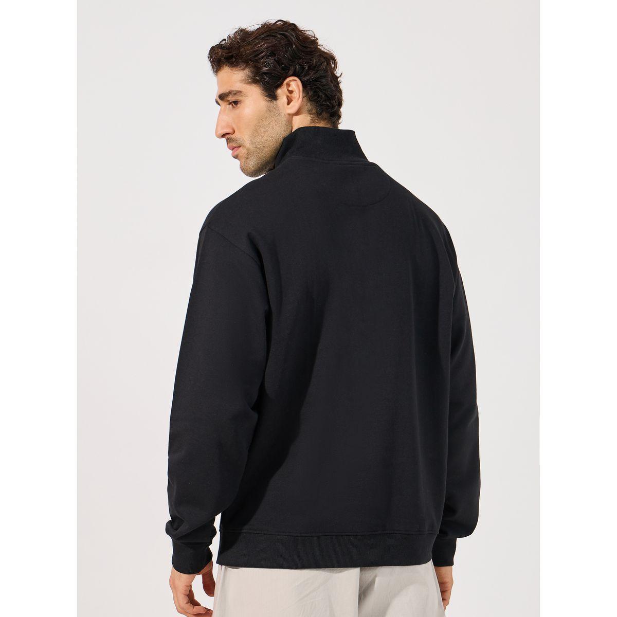 Styli Quarter Zip Rib High Neck Relaxed Fit Sweatshirt-men-winterwear-hoodiesandsweatshirts-image-4