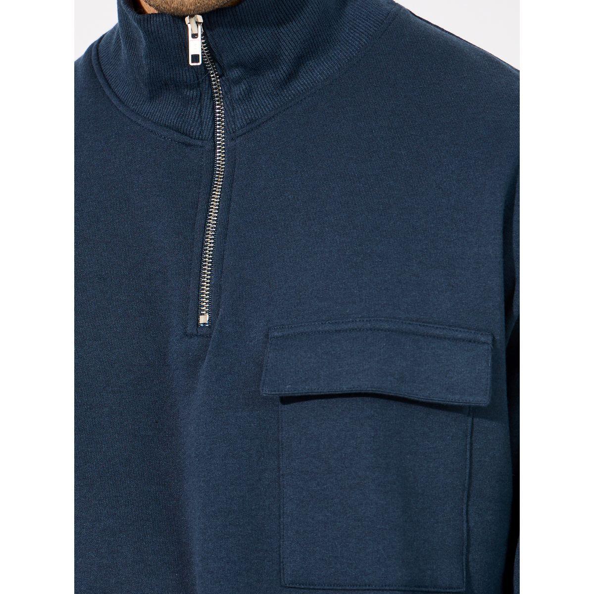 Styli Quarter Zip Rib High Neck Relaxed Fit Sweatshirt-men-winterwear-hoodiesandsweatshirts-image-3