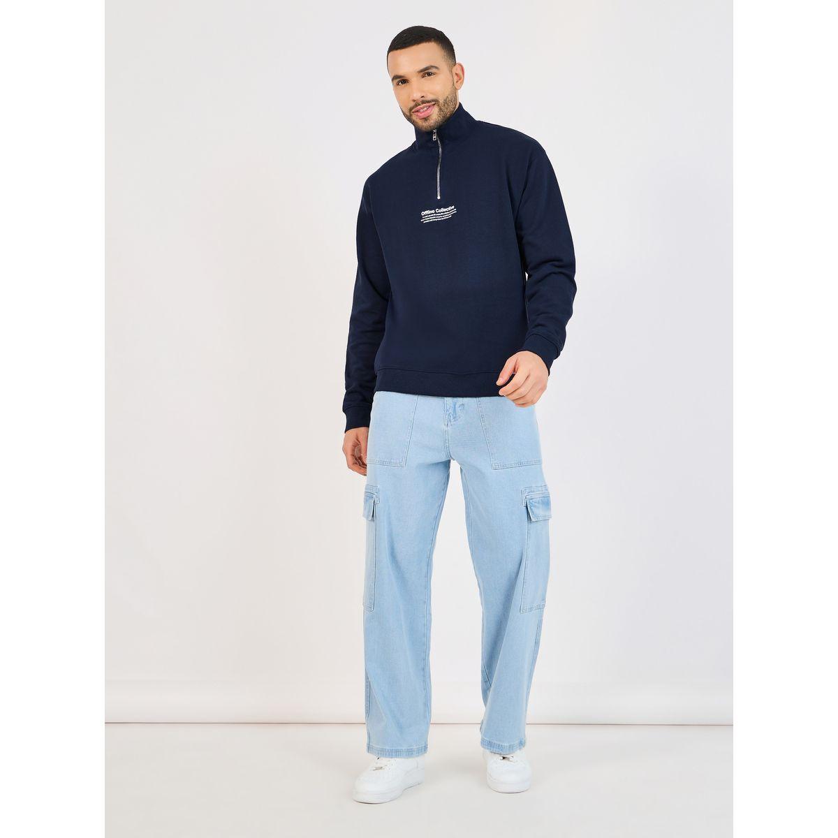 سويت شيرت مضلع بياقة عالية وقصة مريحة-men-winterwear-hoodiesandsweatshirts-image-2