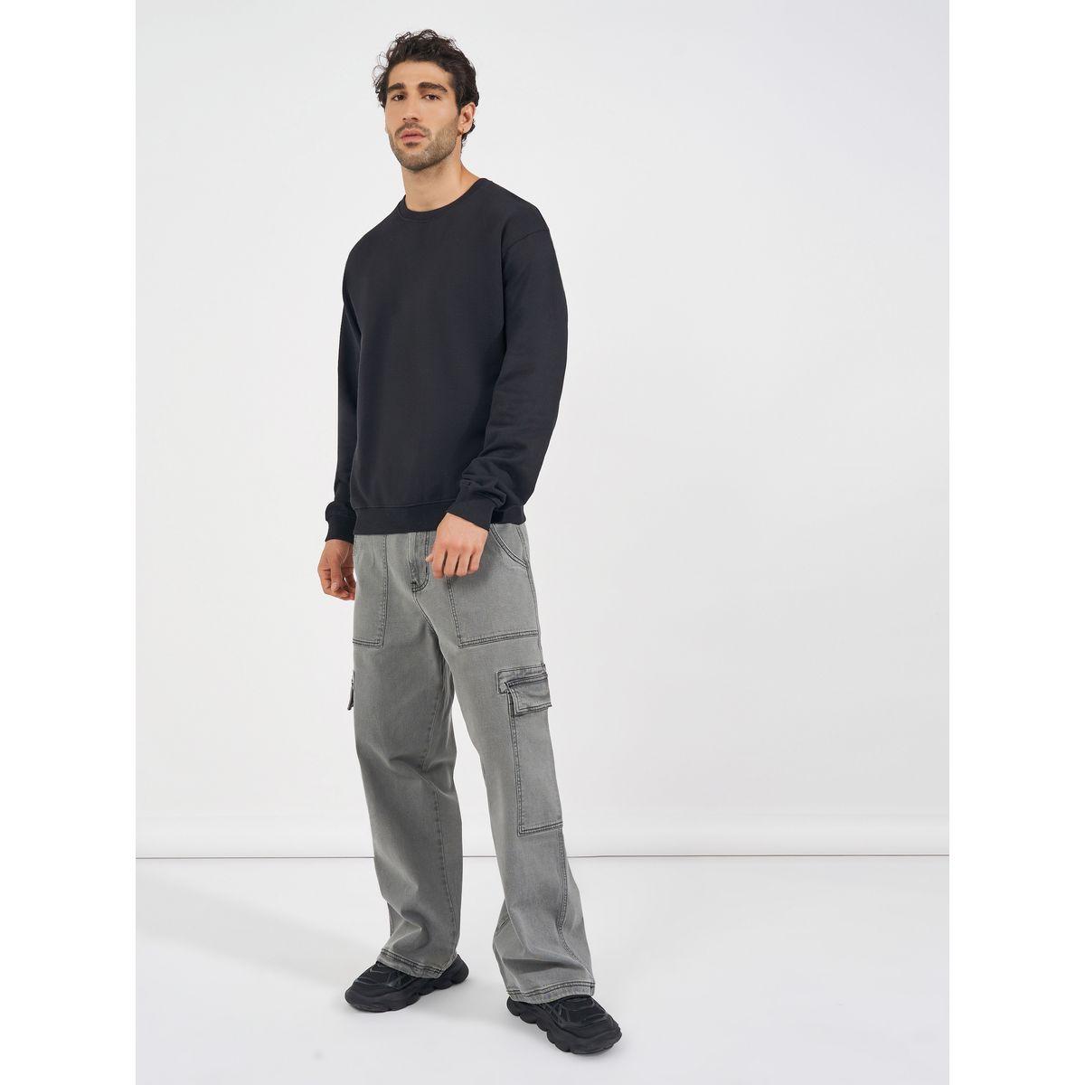 Styli Minimal Back Statement Print Relaxed Fit Sweatshirt-men-winterwear-hoodiesandsweatshirts-image-2