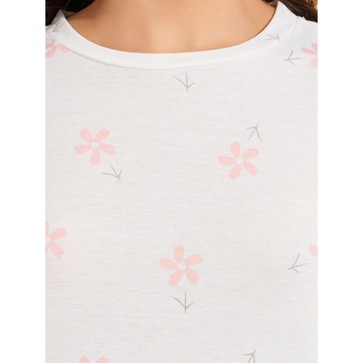 Styli Unwind Floral Print Dropped Shoulder T-Shirt & Ribbed Pyjama Set-women-clothing-nightwear-pyjamas-longsets-image-3