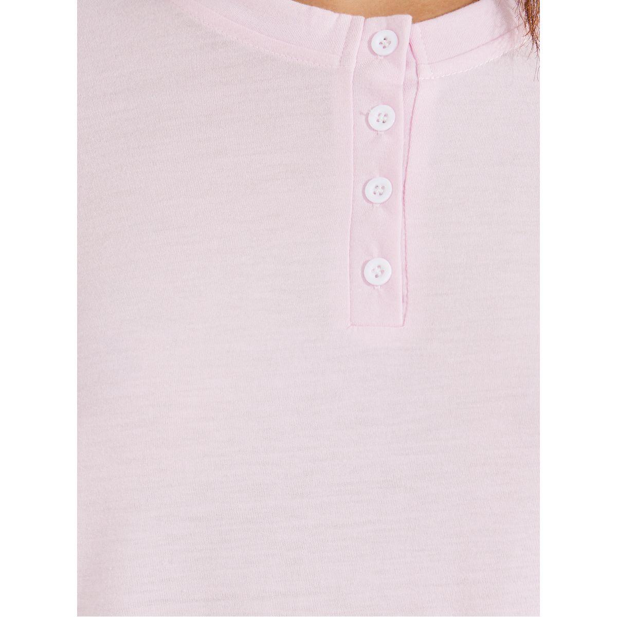 Styli Unwind Solid Placket T-Shirt & Pastel Check Pyjama Set-women-clothing-nightwear-pyjamas-longsets-image-3