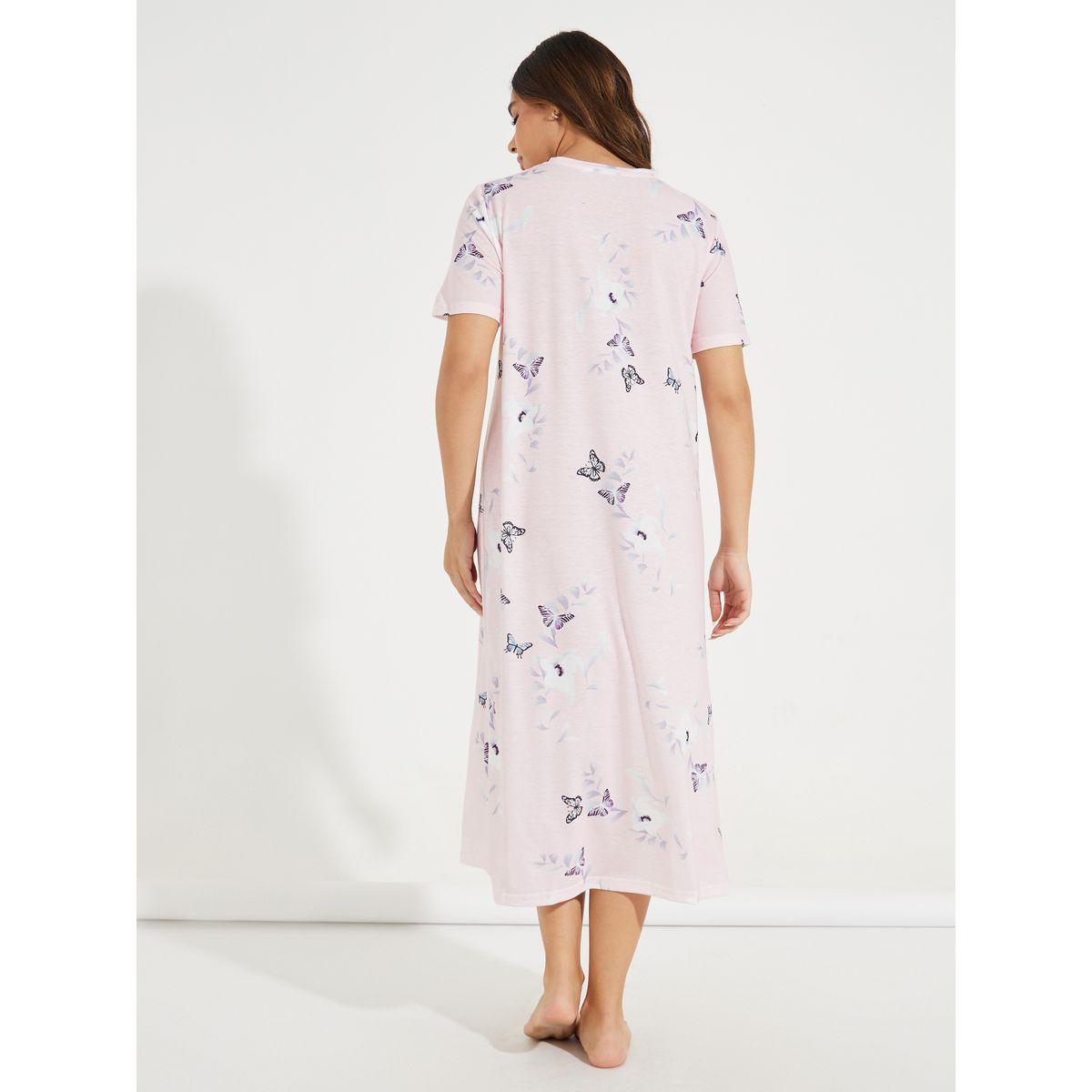 قميص نوم مطبع بطبعات فراشة وزهور-women-clothing-nightwear-nighties-image-4