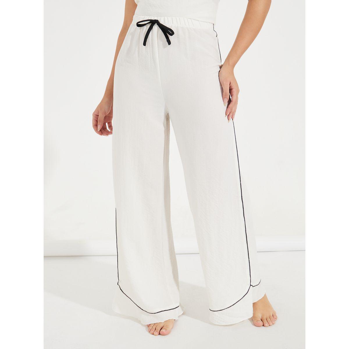 Styli Unwind Contrast Edge Ruffle Hem Textured T-Shirt & Pyjama Set-women-clothing-nightwear-pyjamas-longsets-image-6