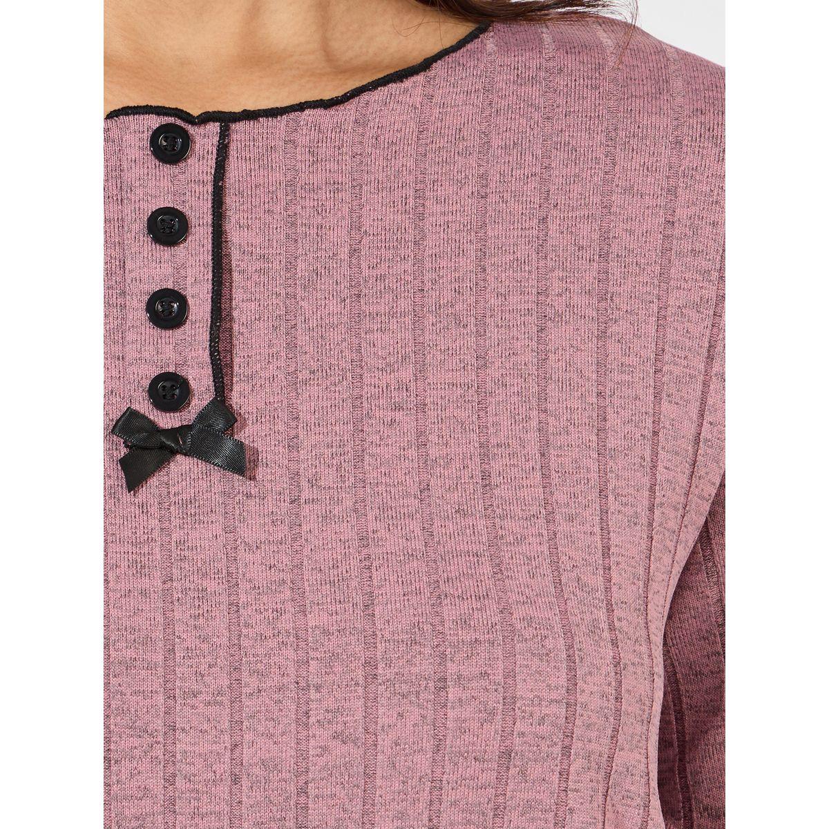 Styli Unwind Rib Contrast Edge Placket T-Shirt & Check Pyjama Set-women-clothing-nightwear-pyjamas-longsets-image-4