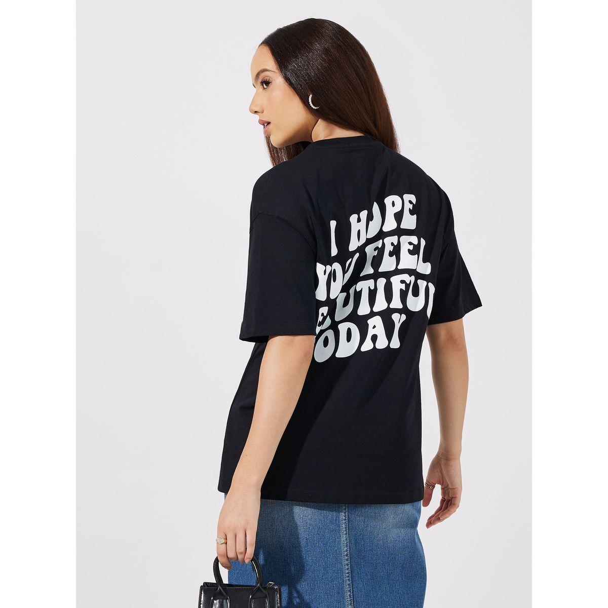 Styli Oversized Feel Beautiful Today Slogan Print T-Shirt-women-clothing-tshirts-image-1