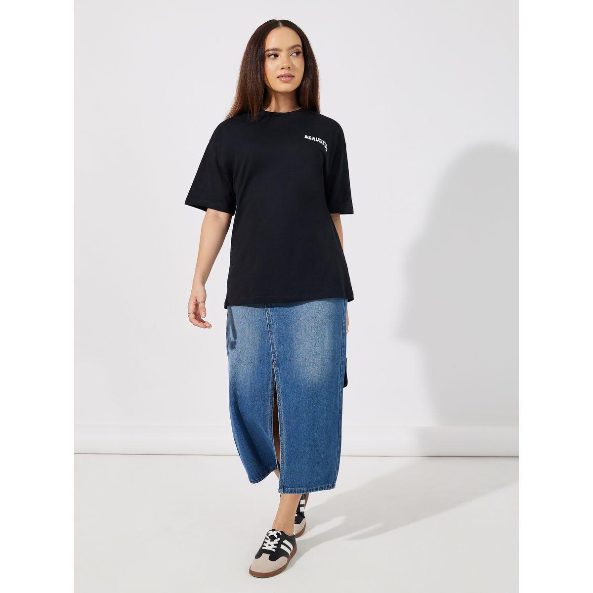 Styli Oversized Feel Beautiful Today Slogan Print T-Shirt-women-clothing-tshirts-image-2