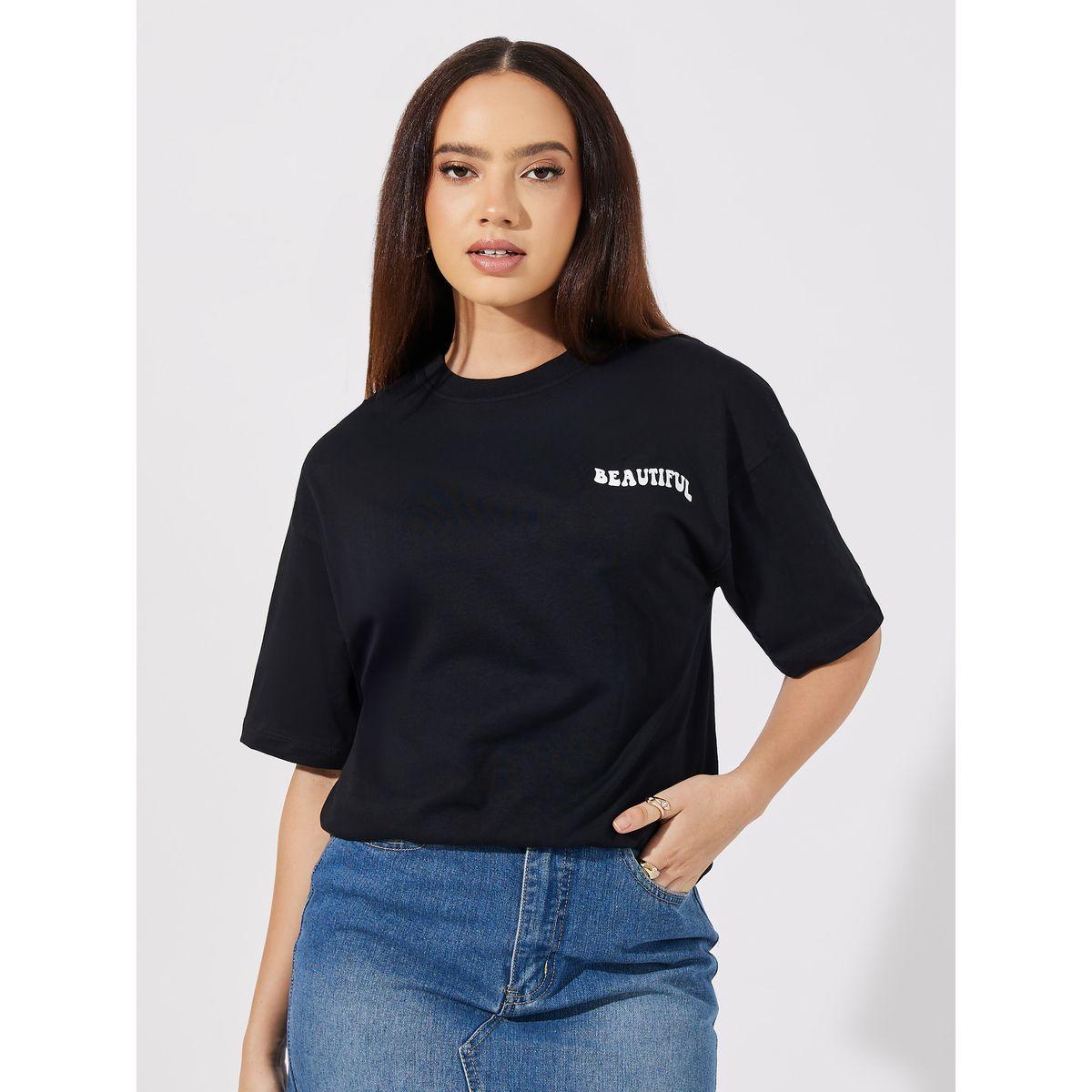 Styli Oversized Feel Beautiful Today Slogan Print T-Shirt-women-clothing-tshirts-image-3