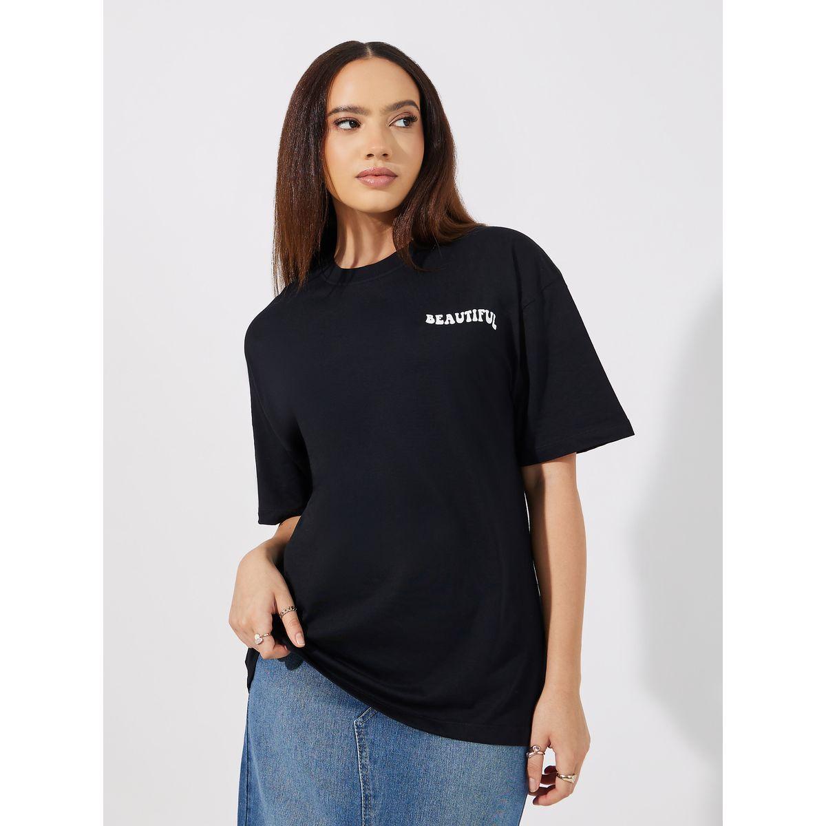 Styli Oversized Feel Beautiful Today Slogan Print T-Shirt-women-clothing-tshirts-image-4