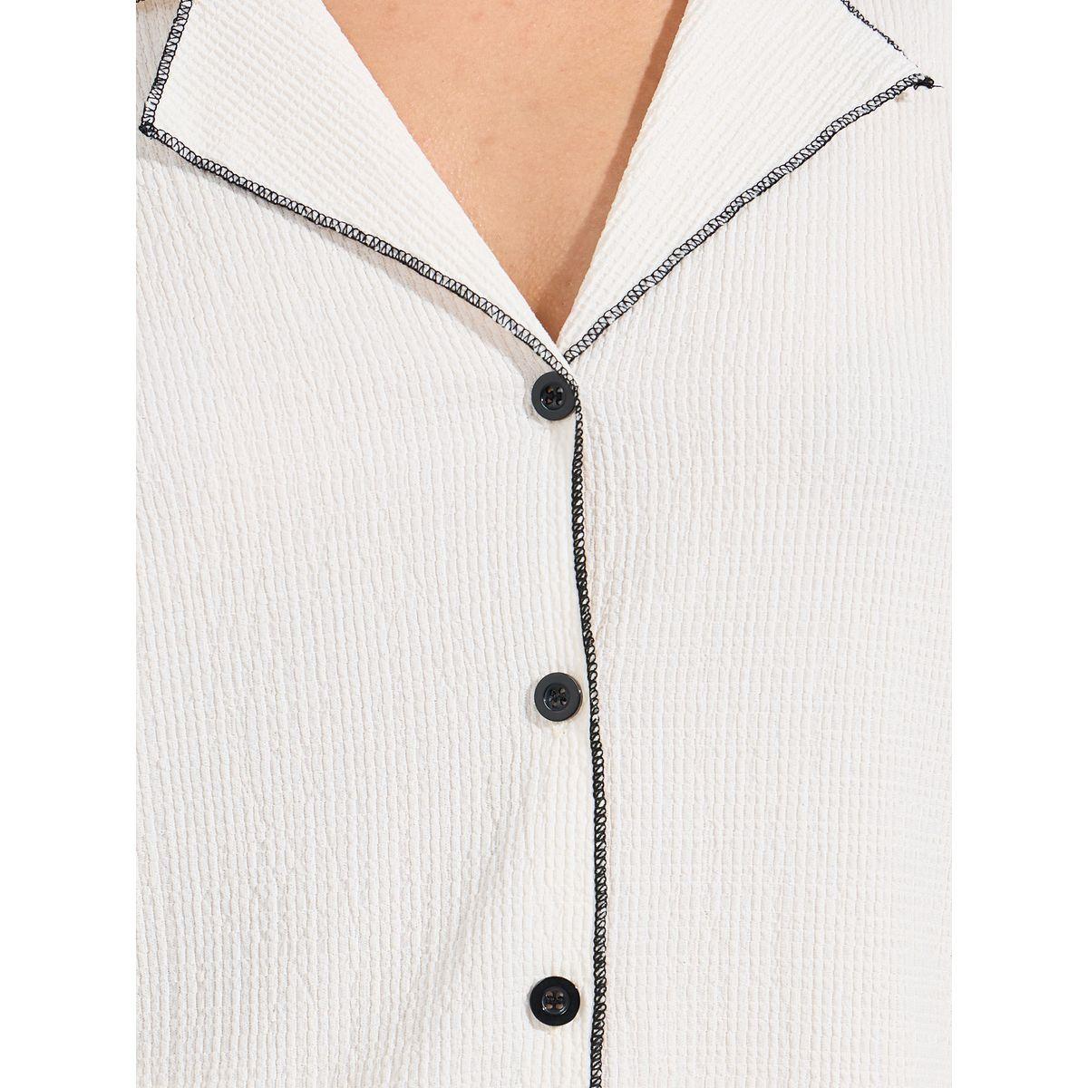 Styli Unwind Rib Contrast Edge Ruffle Sleeve Shirt & Pyjama Set-women-clothing-nightwear-pyjamas-longsets-image-3